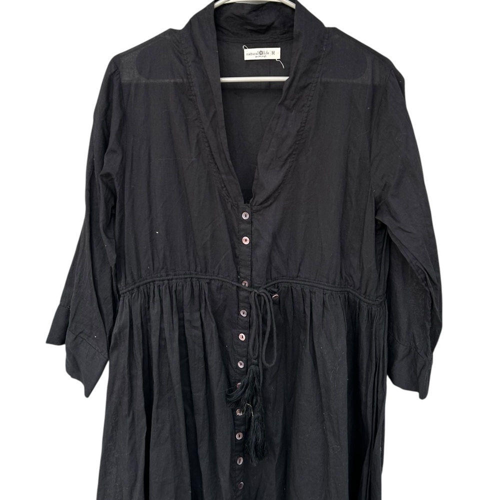 Natural Life 100% Organic Cotton Long Sleeve Dress - Size Medium - Black - Picture 10 of 14